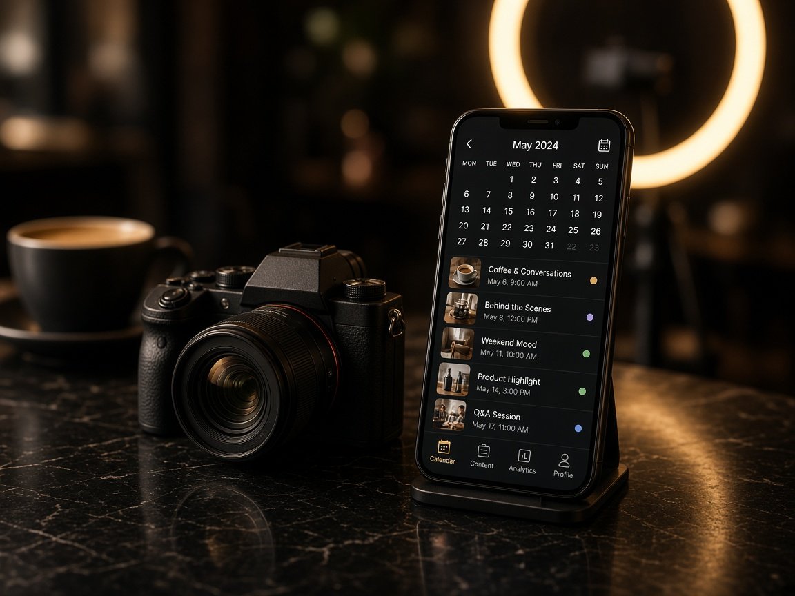 Social media planning with a phone and camera